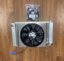 Load image into Gallery viewer, Radiator Land Rover Defender LS3 Engine Swap Aluminum Radiator 500 watt Brushless fan