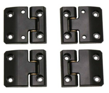 Load image into Gallery viewer, BLACK ALUMINUM FRONT ROW DOOR HINGES FOR LAND ROVER DEFENDER - BILLET ALUMINUM - FITS FROM 1983-2016
