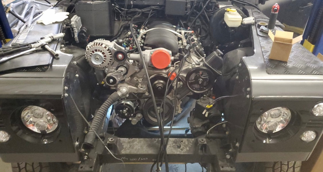 Land Rover Ls3 Engine Conversion LS3/6L80E Complete Powertrain Package for LS swap Land Rover Defender ...