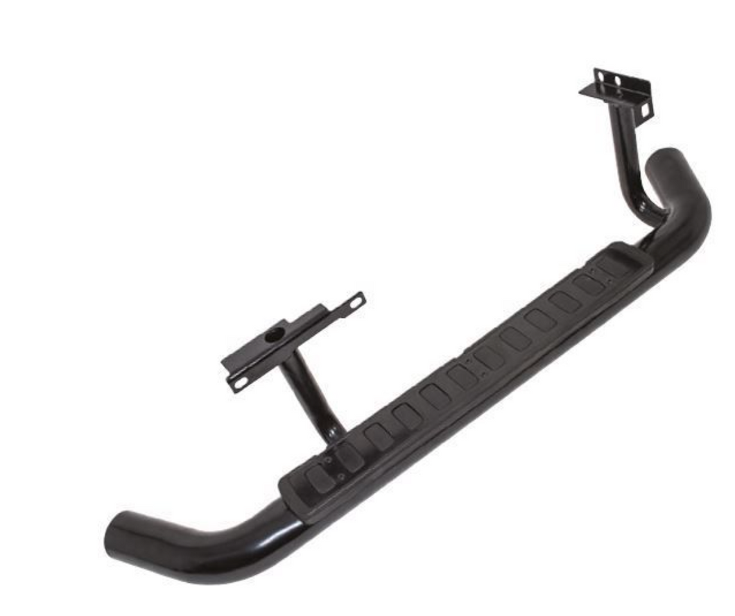 DEFENDER BLACK SVX TUBULAR SIDE STEPS WITH RUBBER AND ALUMINIUM TOP FOR 90 (FIRE AND ICE STYLE IN BLACK STYLE)