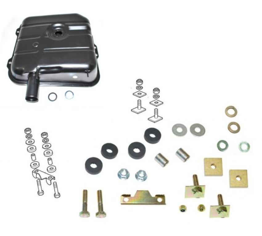 FUEL TANK COMPLETE WITH MOUNTING KIT FOR DEFENDER 110 & 130 - FITS UP TO 1998 - 2.5 DIESEL, 200TDI AND 300TDI - TANK, MOUNTING BRACKET AND FITTING KIT