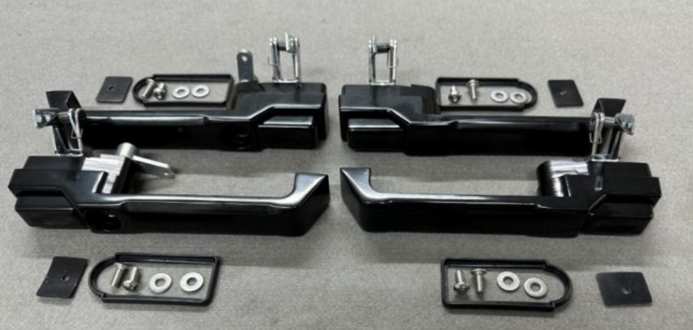 SET OF FOUR ALUMINUM DOOR HANDLES IN BLACK FITS LAND ROVER DEFENDER - FITS ALL PUSH BUTTON HANDLES