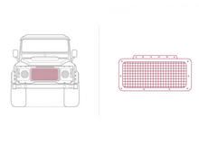 Load image into Gallery viewer, LAND ROVER DEFENDER MILITARY FRONT GRILLE WITH MESH - STAINLESS STEEL - CHELSEA TRUCK COMPANY
