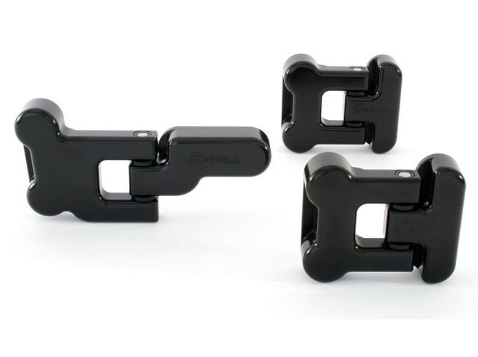 DEFENDER ALUMINUM REAR SAFARI DOOR HINGE KIT IN BLACK ANODIZED FINISH - BY OPTIMILL